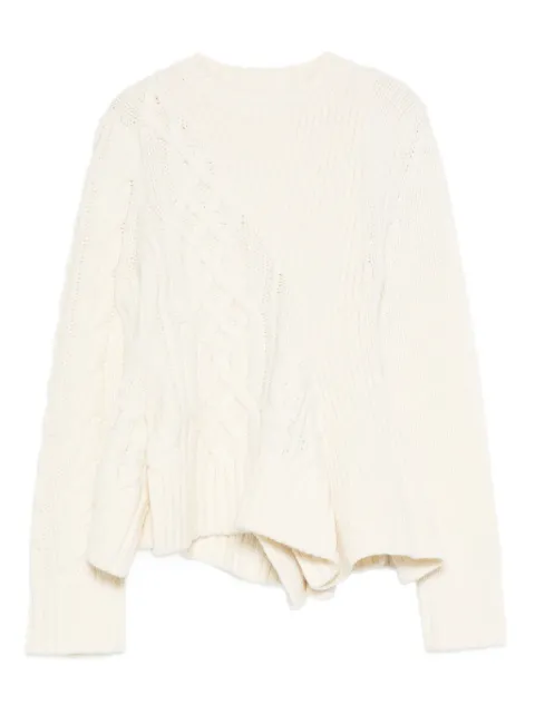 sacai cable-knit ruffled-hem sweater Neutrals 2508054151