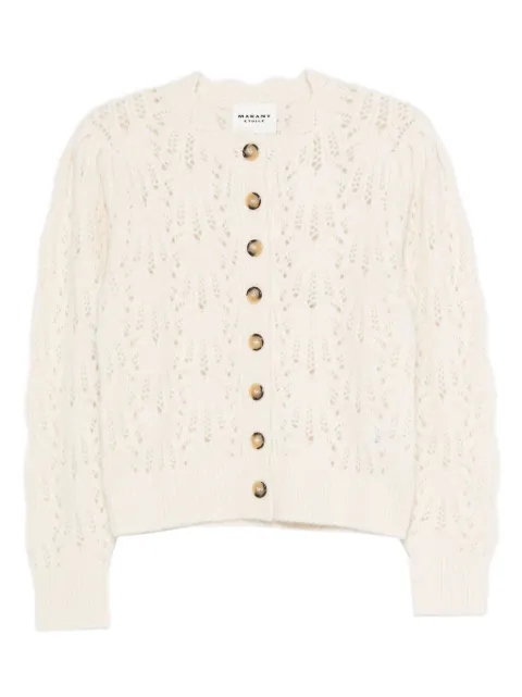 MARANT ÉTOILE button-front open-knit cardigan Neutrals CA0114FAC3L08E
