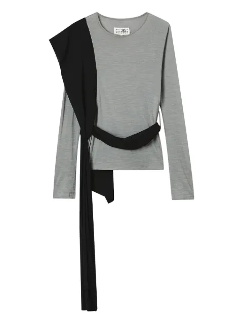 MM6 Maison Margiela draped-panel long-sleeved top Grey S52NH0034M20124