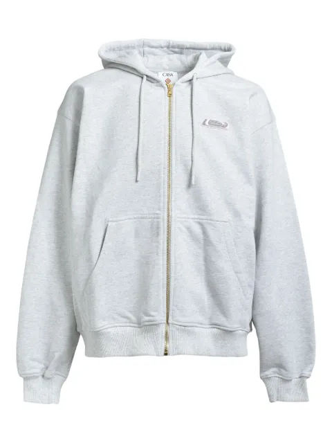 Casablanca zip-up hooded jacket White MAW25JTP40801GRY