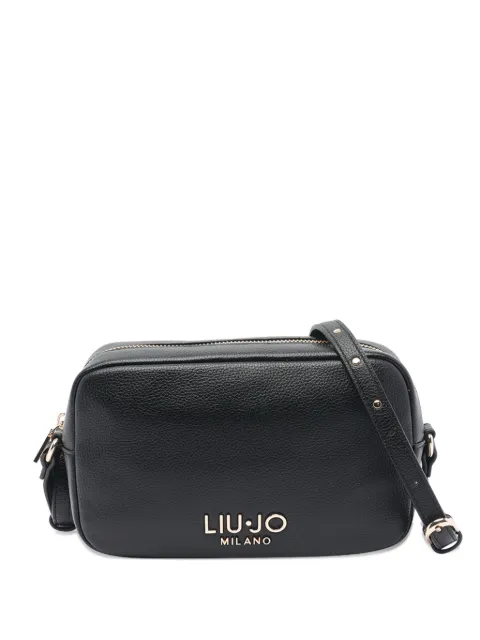 LIU JO small logo-plaque zip-top shoulder bag Black AF5137E0058