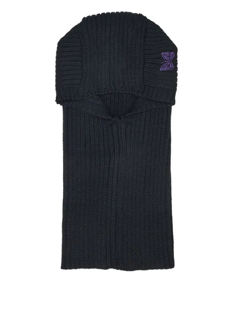 Needles logo-embroidered ribbed balaclava Black RW057