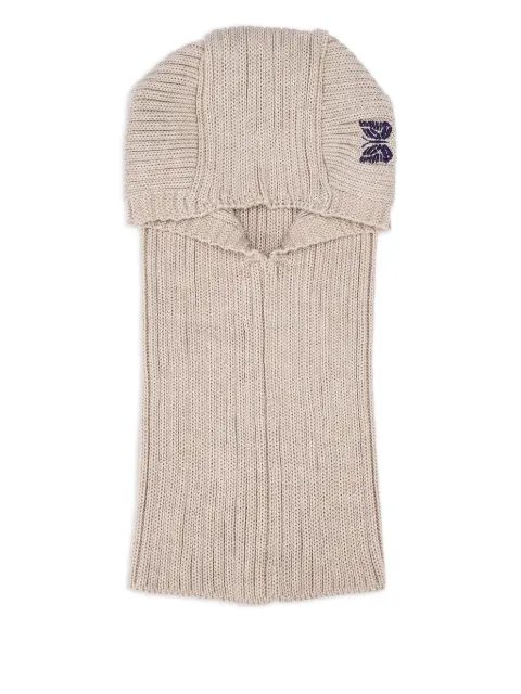 Needles embroidered-butterfly rib-knit balaclava Neutrals RW057