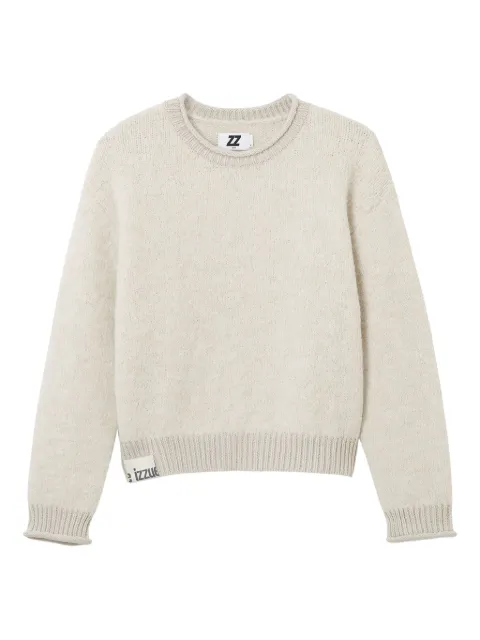 izzue ribbed-cuff crew-neck sweater Neutrals IZXKNW00491X