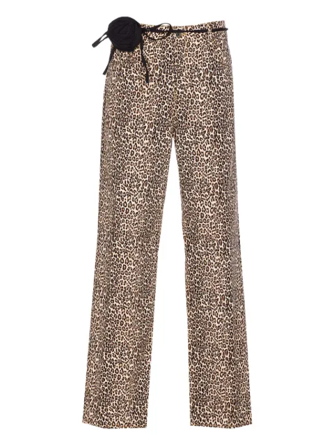 LIU JO rose-detail leopard-print jeans Brown UF5193T016AM9766