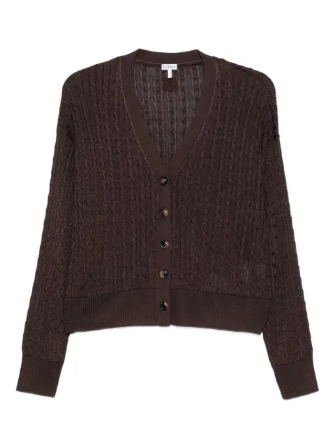 LOEWE cable-knit button cardigan Brown S359Y16KA8