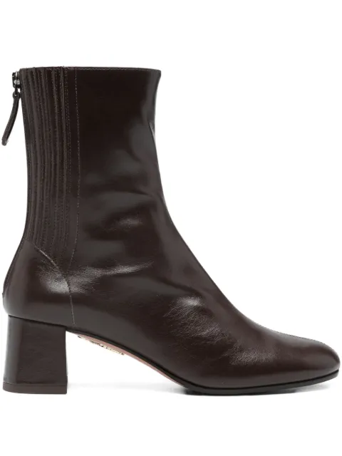 Aquazzura leather block-heel boots Brown SHOMIDB0NSIESP