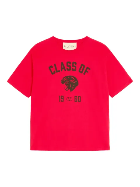 Valentino Garavani panther-print cotton T-shirt Red VMG18ABAR