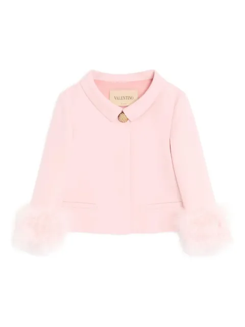 Valentino Garavani Crepe Couture jacket with feathers Pink BCE5Y01CF