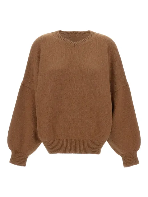KHAITE crew-neck long-sleeve sweater Brown 8894650