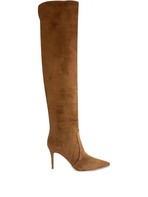 Gianvito Rossi 85mm Hansen Cuissard suede pointed-toe knee-high boots Brown G8014285RICC45TEXA