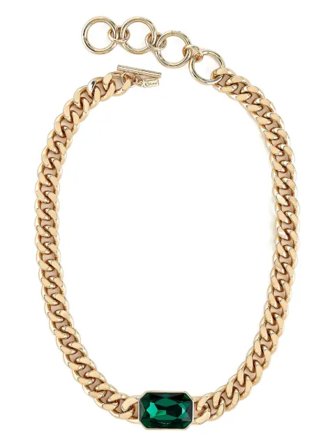 Kenneth Jay Lane curb-chain emerald necklace Gold 4325NGE