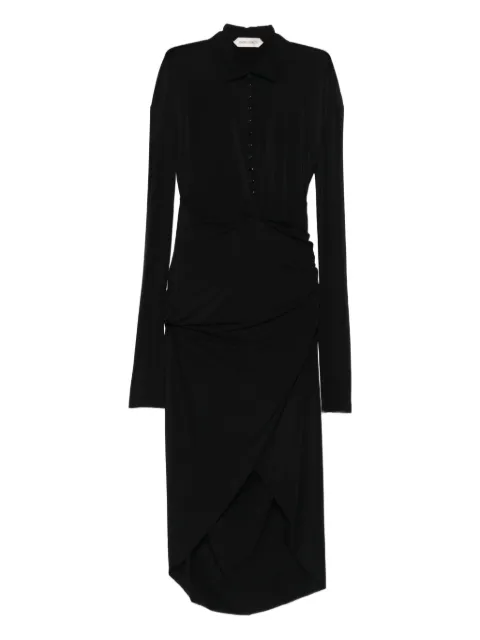 Alberta Ferretti long-sleeve asymmetrical midi dress Black A04086624