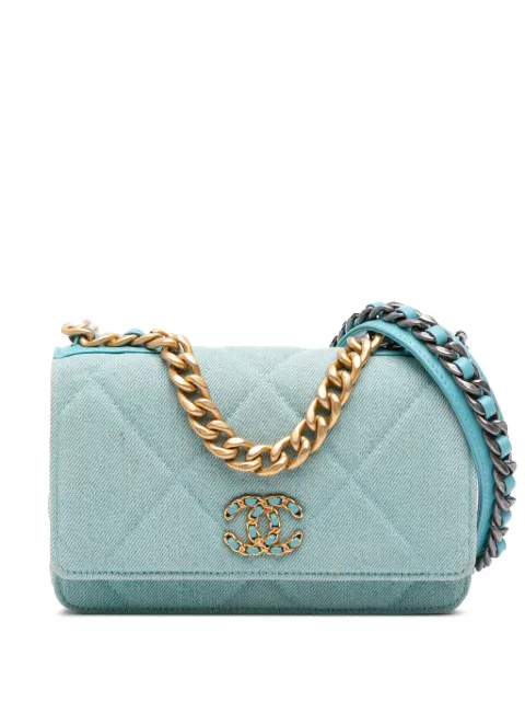 CHANEL Pre-Owned 2021 Denim 19 Wallet on Chain satchel Blue O3OTQ8FO80Q9ZGOW