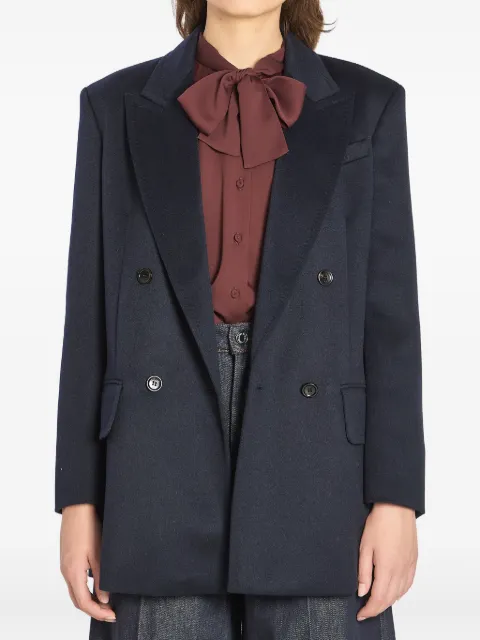 Max Mara Olimpia double-breasted flap-pocket blazer Blue 2521046012600