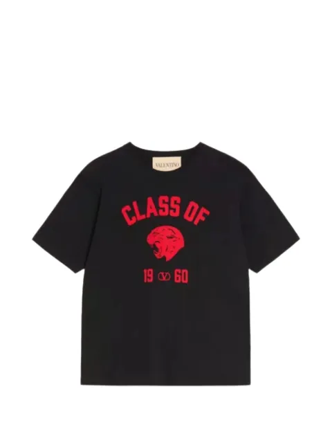Valentino Garavani panther-print cotton T-Shirt Black VMG18ABAR