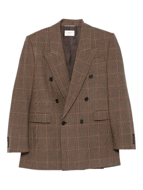 Saint Laurent checked double-breasted jacket Brown 835102Y3J459217