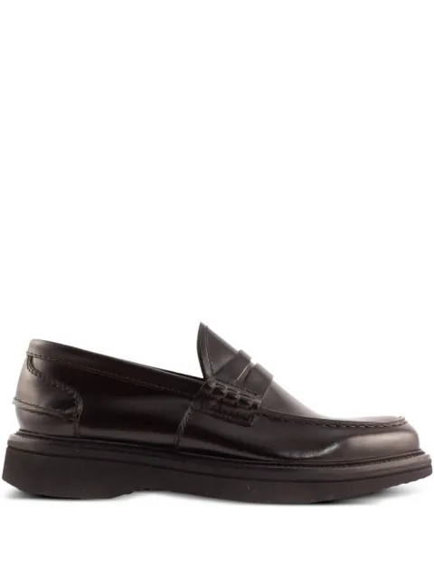 Green George penny-bar leather loafers Brown 202497