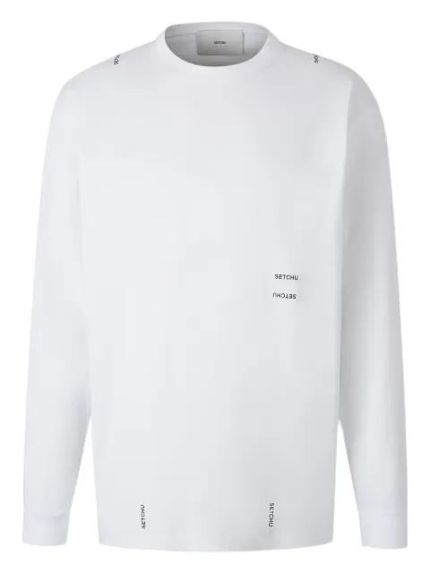 Setchu logo-print long-sleeve T-shirt White U222T004C001