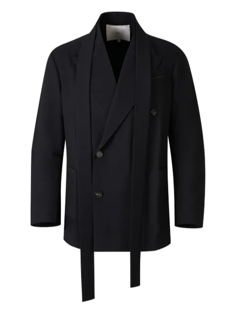 Setchu double-breasted tie-detail blazer Black U001J001W00165WV35VI