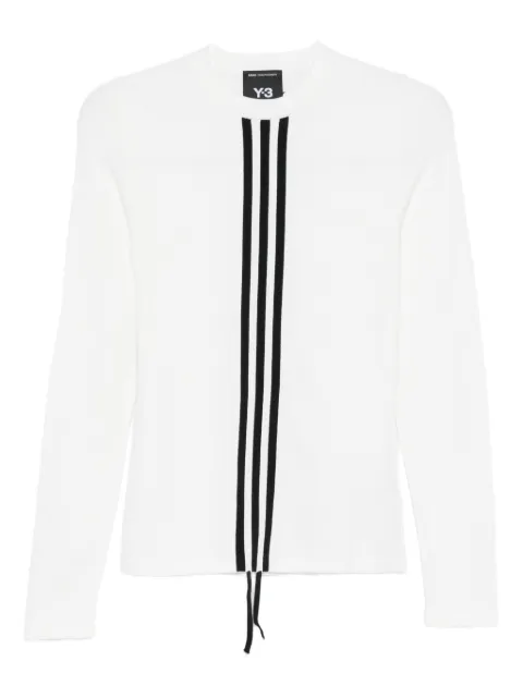 Y-3 stripe-detail long-sleeve T-shirt White KD4760
