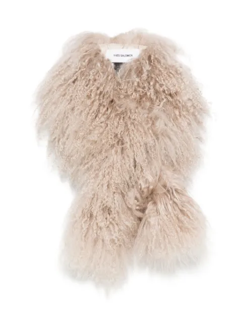 Yves Salomon curly-fur sheepskin scarf Neutrals 26WAA628XXAGMO