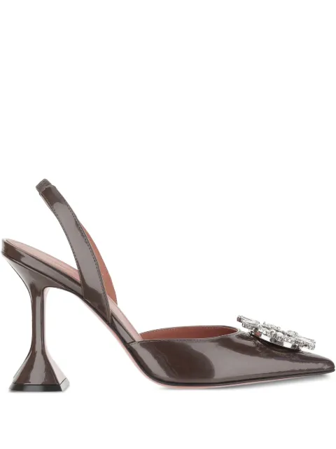 Amina Muaddi Begum embellished patent leather pumps Brown BEGUMSLINGCO