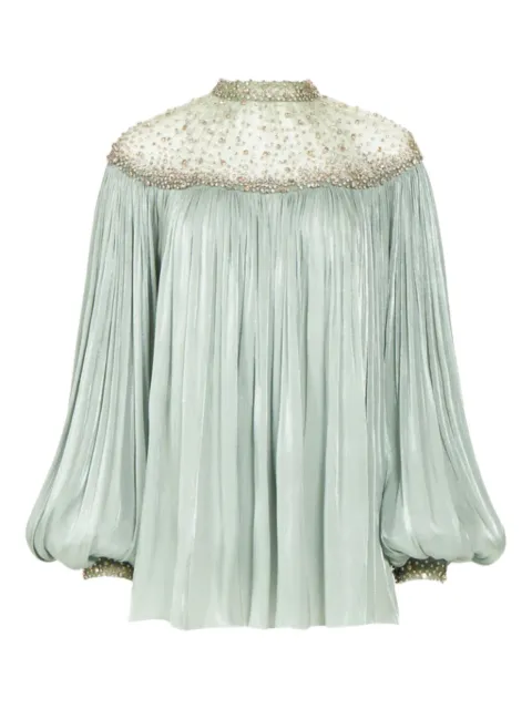 Costarellos Timea crystal-embellished blouse Green PF2542