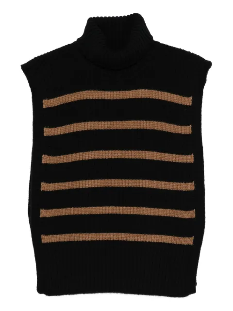 DAVANTINO turtleneck striped sleeveless sweater Black DAV01R05