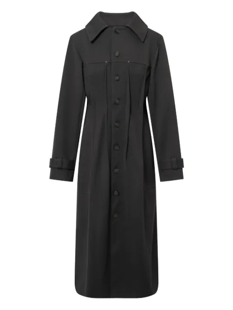 Elena Velez pleated button-fastening coat Black YR006OW02