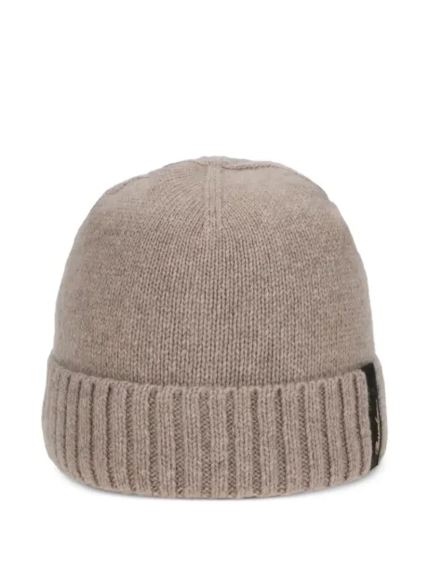Borsalino ribbed logo-label beanie hat Neutrals 13354EWS