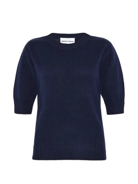 Emerson Renaldi short-sleeve ribbed-trim sweater Blue EMS25004