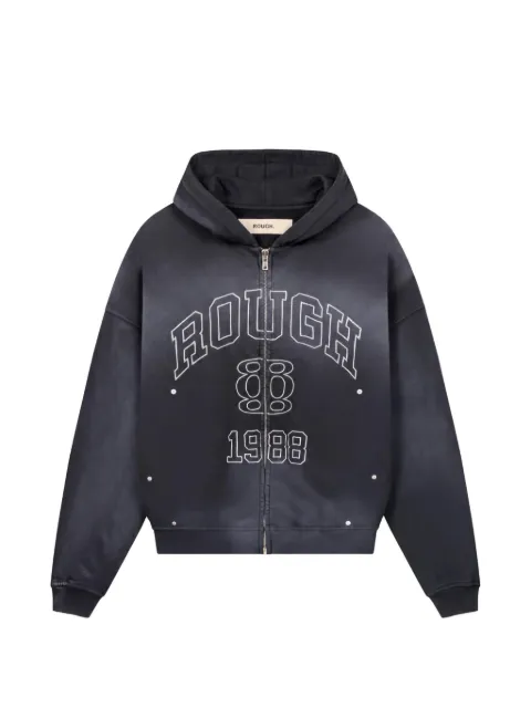 ROUGH. logo-print zip-up hoodie Black 8622314357000