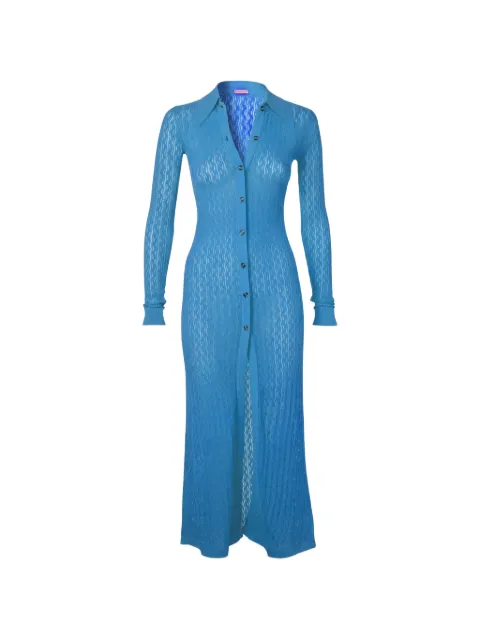 Dodo Bar Or Tory pointelle-knit button-down maxi dress Blue DBO4037