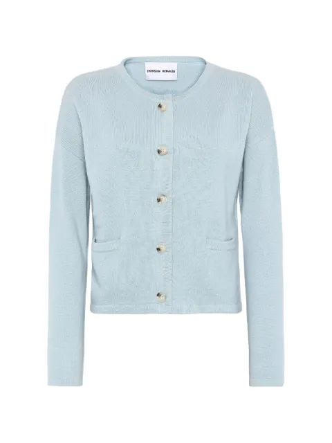 Emerson Renaldi fine-knit drop-shoulder cardigan Blue EMS25011