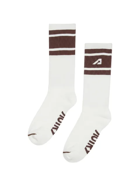 Autry stripe-detail logo socks White SOPU36S2