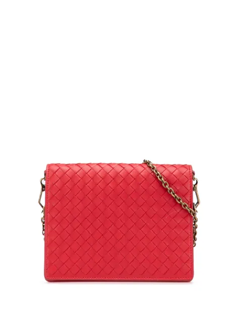 Bottega Veneta Pre-Owned 2012-2025 Nappa Intrecciato Wallet On Chain crossbody bag Red HAWGUEZ8O9KJZKXU