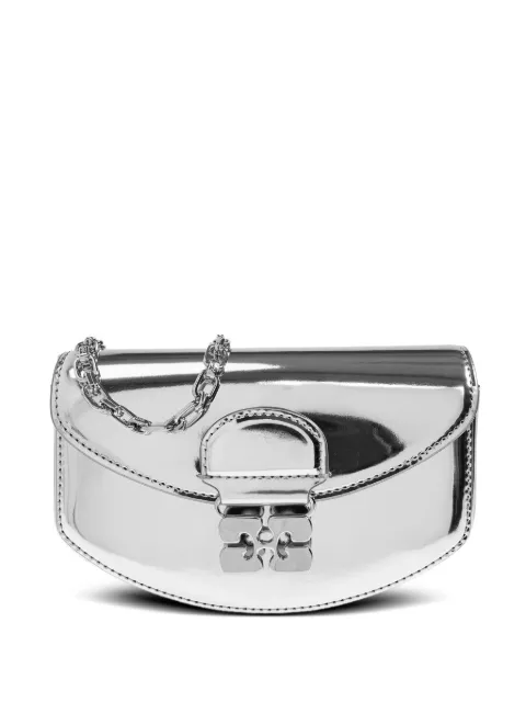 GANNI metallic-effect clasp chain mini bag Grey A6989
