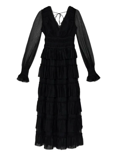 AllSaints tiered ruffle dress Black XANTARAW029DD