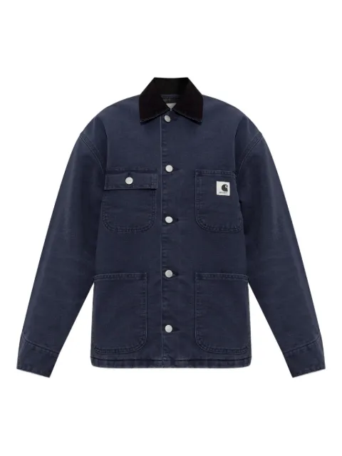 Carhartt WIP corduroy-collar organic-cotton coat Blue I035671