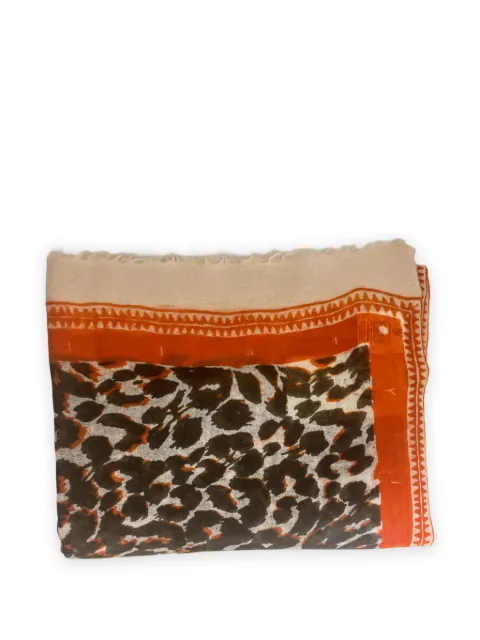 Friendly Hunting leopard-print frayed scarf Neutrals FHNE0806CE