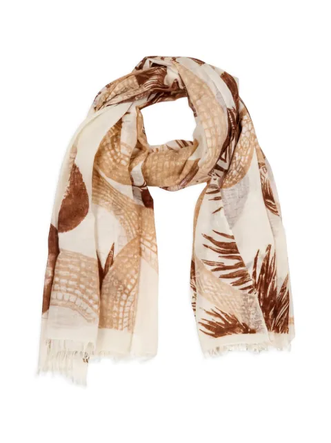 Friendly Hunting graphic-print frayed scarf White FHNE0806GEPR