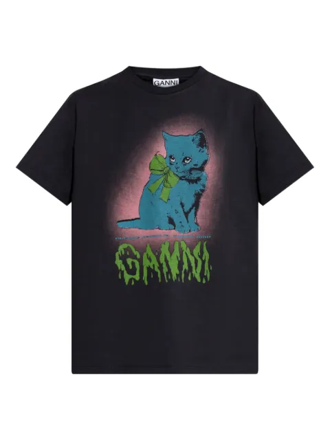 GANNI cat-bow T-shirt Grey T4340
