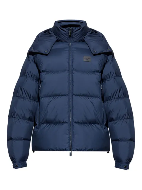 Emporio Armani attached-hood quilted padded jacket Blue EM003050AF18231