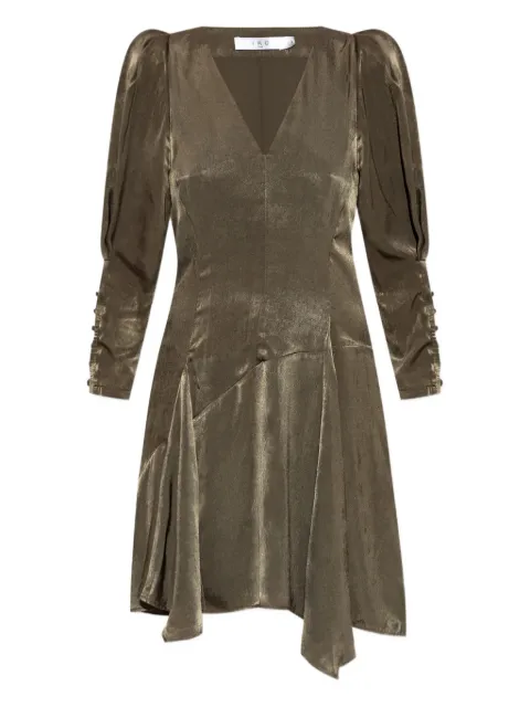 IRO puff-sleeve asymmetric mini dress Green WM33EMERILA