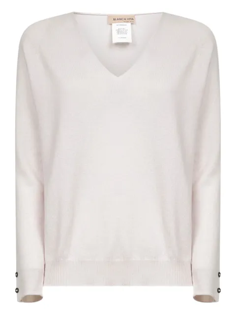 Blanca Vita V-neck raglan-sleeve jumper Neutrals 5428012869047