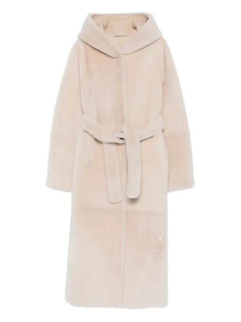 Liska hooded belted coat Neutrals 120408HK125