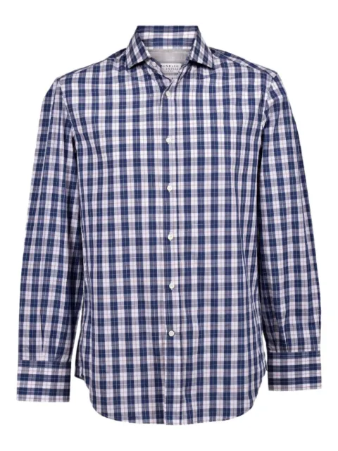 Brunello Cucinelli checked cotton shirt Blue MM6090028C013