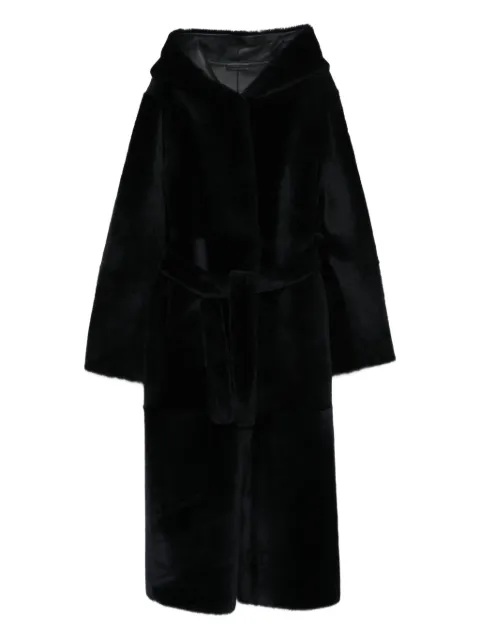 Liska hooded belted coat Blue 120408HK125