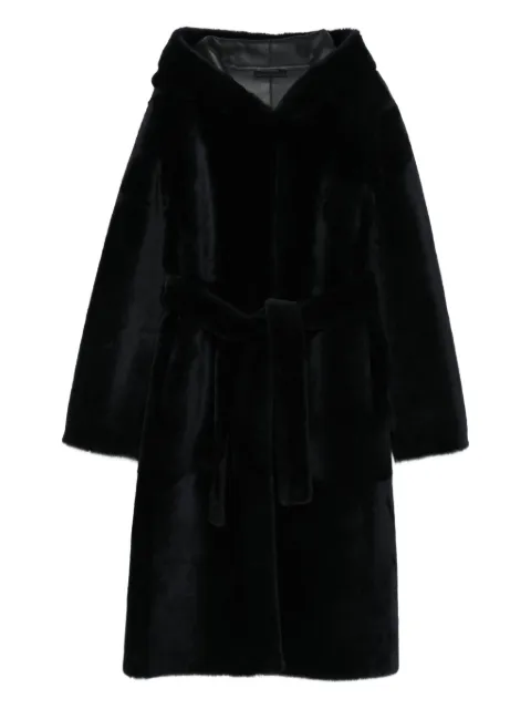 Liska hooded belted coat Blue 120408MTKNAPPA